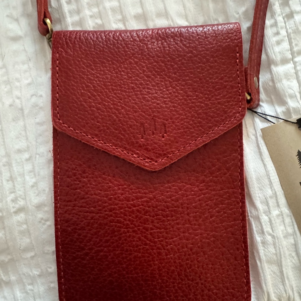 Portland Leather Phone Bag - Chili Red - Picture 2 of 4